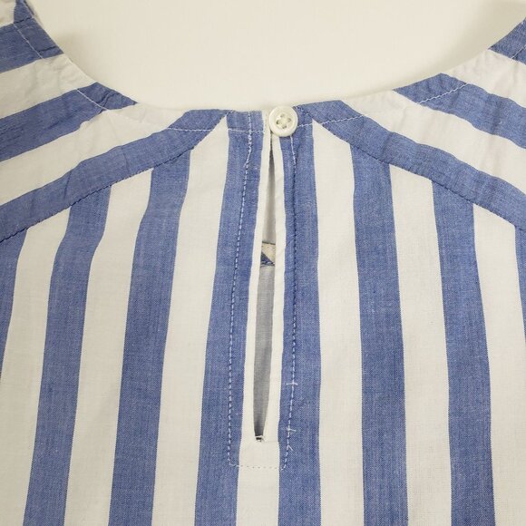 J.Crew Factory 100% Cotton Tiered Midi Dress Women's Size 4P Blue & White Stripe - Picture 15 of 16